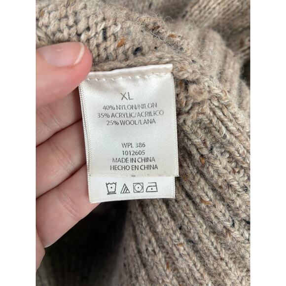 Wool Blend Cardigan Sweater Mens XL Tan Shawl Collar Academia Professor Grandpa - Picture 7 of 9